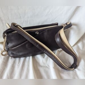 Peruzzi Brown Italian leather shoulder bag crossbody purse vintage classic